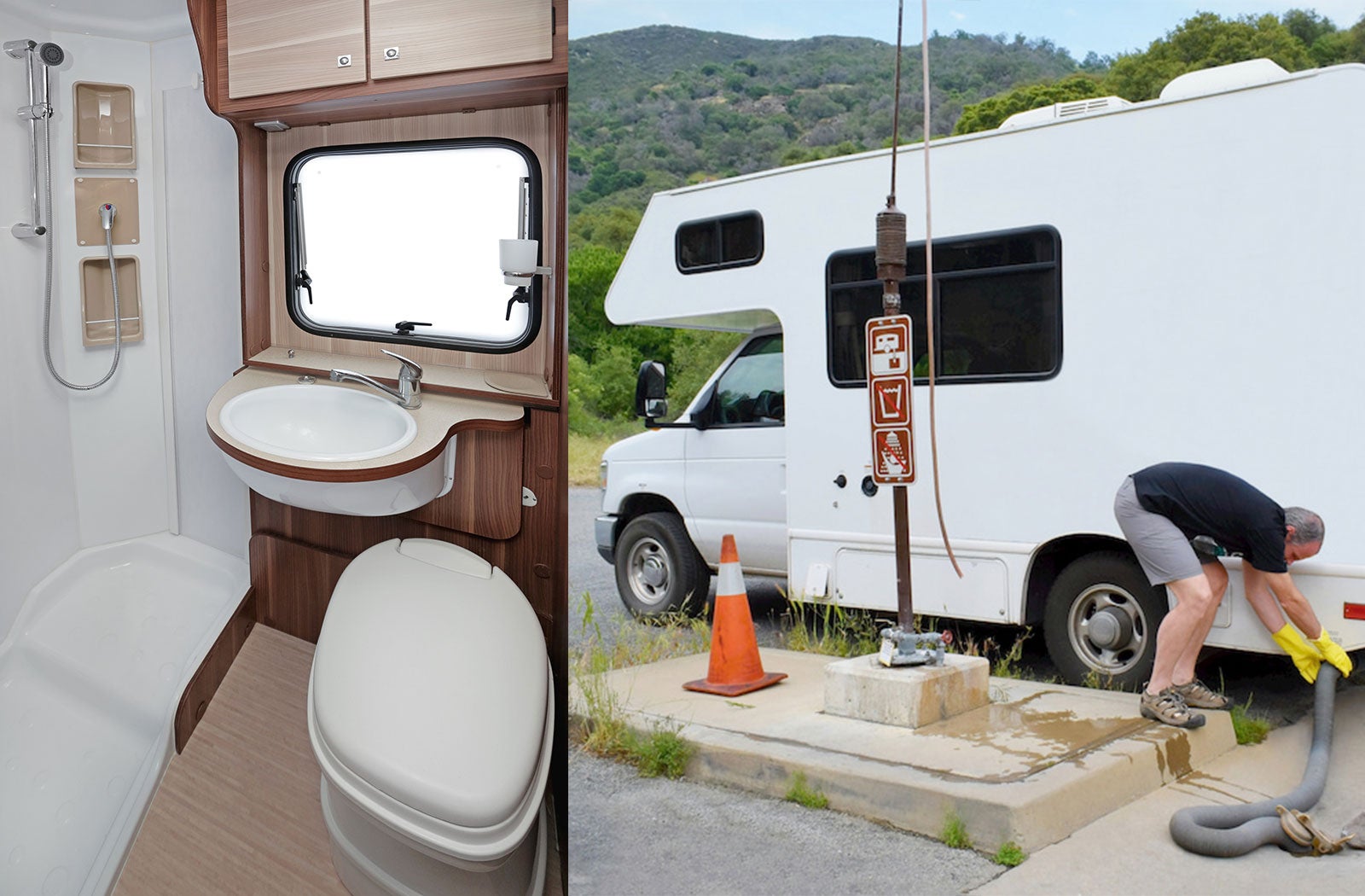 Portable RV/camper toilet and holding tank setup in Centralia, Washington