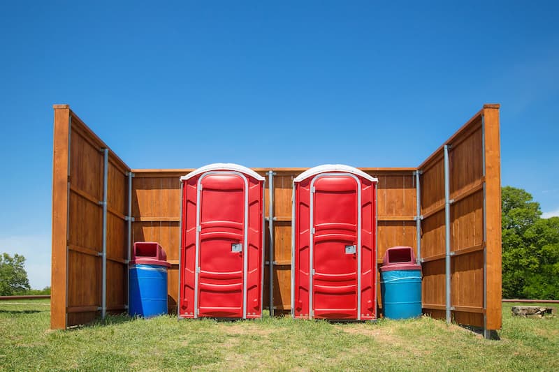 Short-term porta potty units staged for delivery in Centralia, Washington